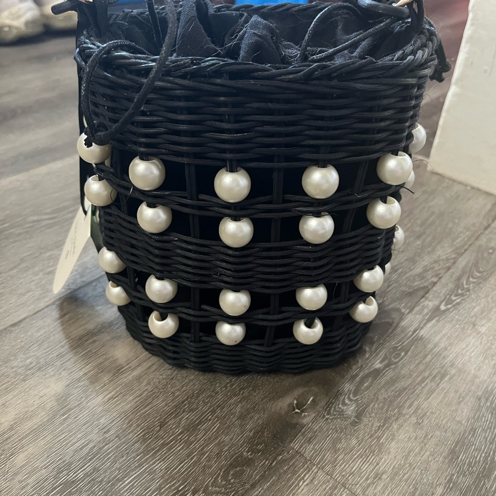 Kate Spade  target collection Black Woven Mini Bag with Pearl Details
